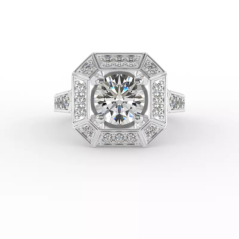 14K White Gold Alessandra Halo Engagement Ring