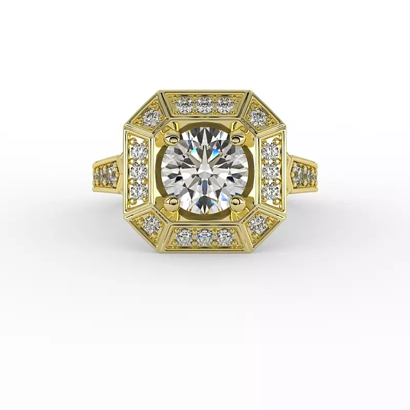 14K Yellow Gold Alessandra Halo Engagement Ring