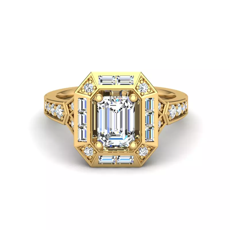 14K Yellow Gold Elle Halo Engagement Ring