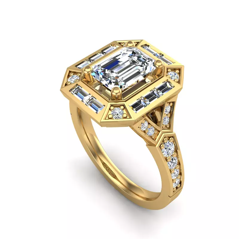 14K Yellow Gold Elle Halo Engagement Ring