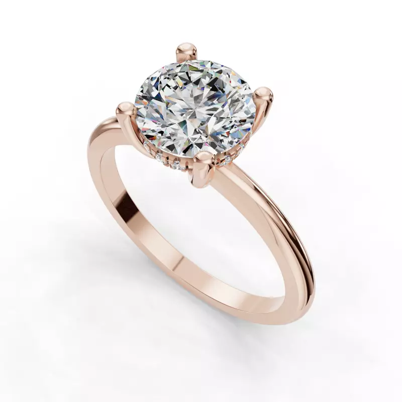 14K Rose Gold Savannah Hidden Halo Engagement Ring