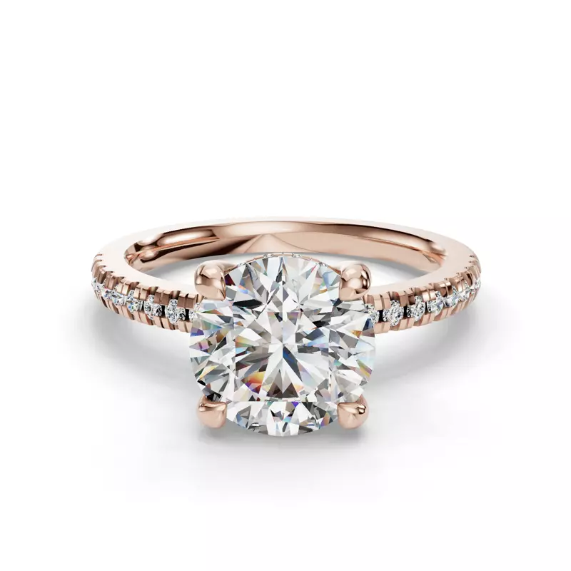 14K Rose Gold Gabriella Pave Hidden Halo Engagement Ring
