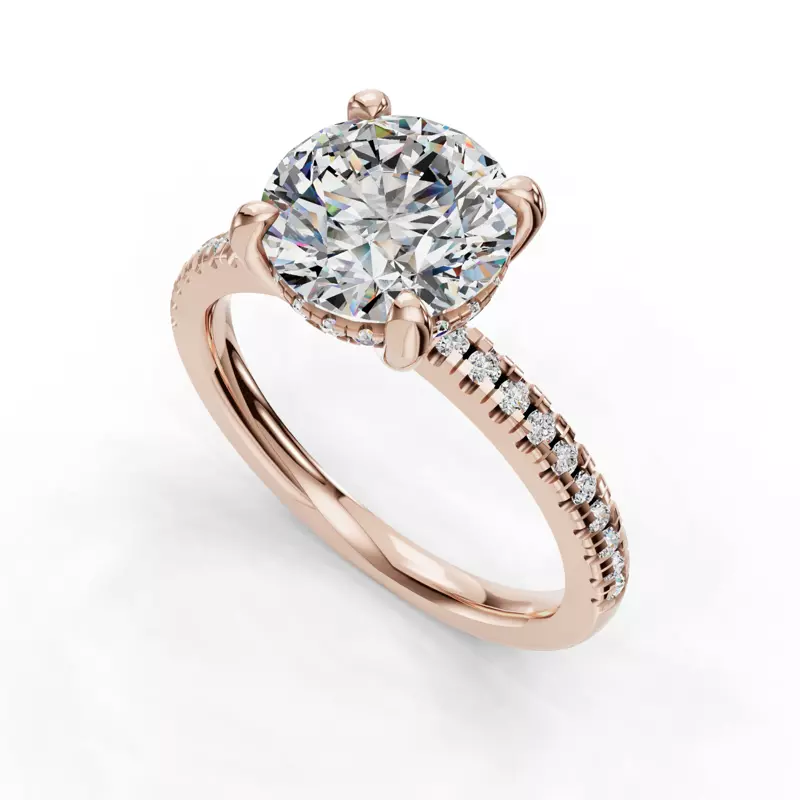 14K Rose Gold Gabriella Pave Hidden Halo Engagement Ring