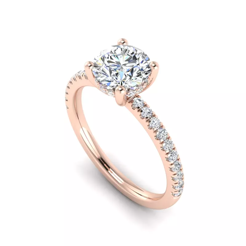 14K Rose Gold Gabriella Pave Hidden Halo Engagement Ring