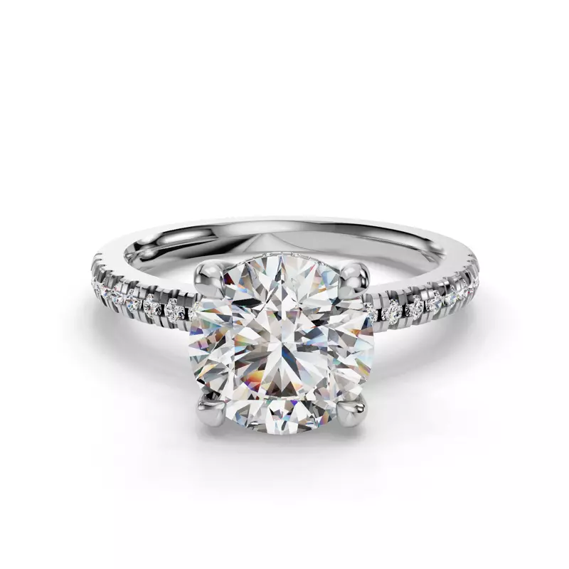 14K White Gold Gabriella Pave Hidden Halo Engagement Ring