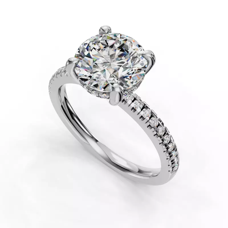 14K White Gold Gabriella Pave Hidden Halo Engagement Ring