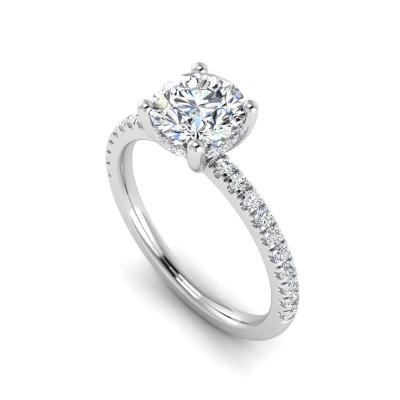 14K White Gold Gabriella Pave Hidden Halo Engagement Ring