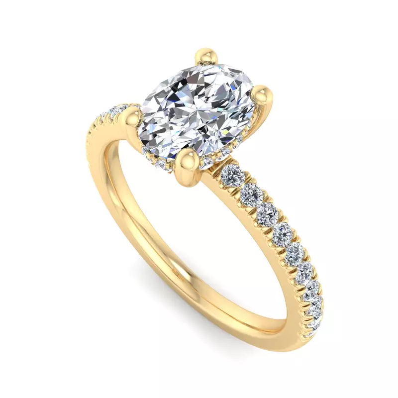 14K Yellow Gold Gabriella Pave Hidden Halo Engagement Ring