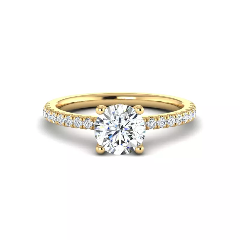 18K Yellow Gold Gabriella Pave Hidden Halo Engagement Ring