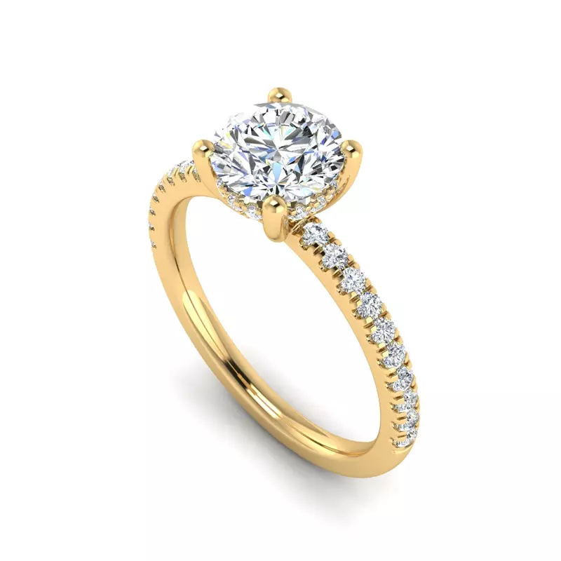 18K Yellow Gold Gabriella Pave Hidden Halo Engagement Ring