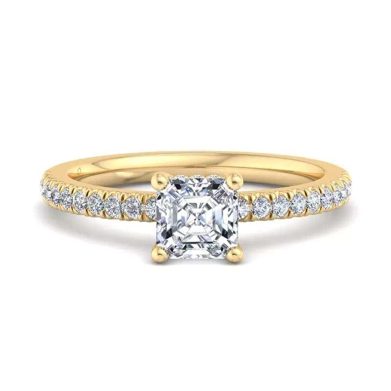 18K Yellow Gold Gabriella Pave Hidden Halo Engagement Ring