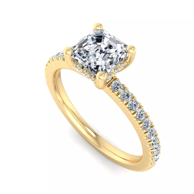18K Yellow Gold Gabriella Pave Hidden Halo Engagement Ring