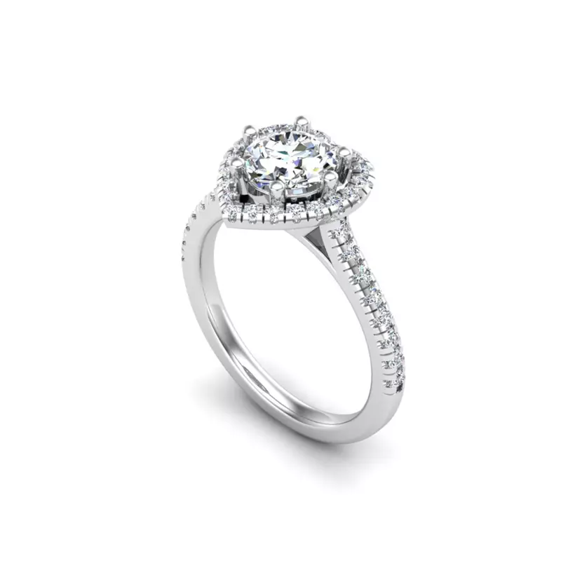 18K White Gold Tracy Halo Engagement Ring