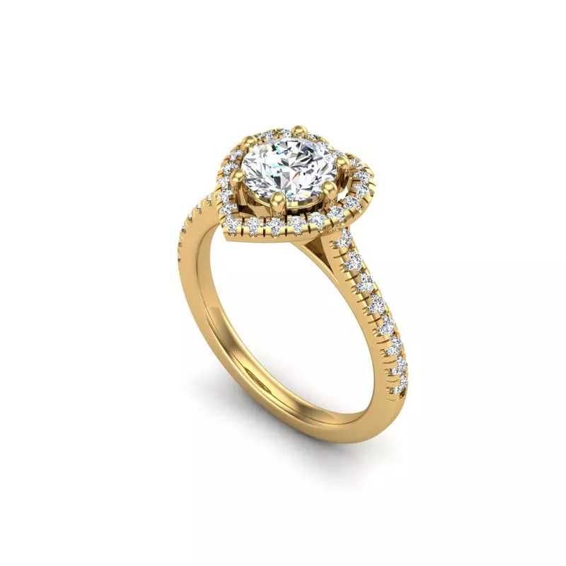 18K Yellow Gold Tracy Halo Engagement Ring