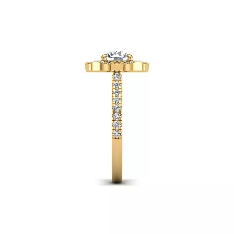 18K Yellow Gold Matilda Floral Halo Engagement Ring
