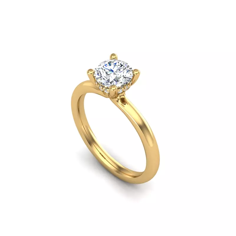 14K Yellow Gold Sylvia Hidden Halo Engagement Ring