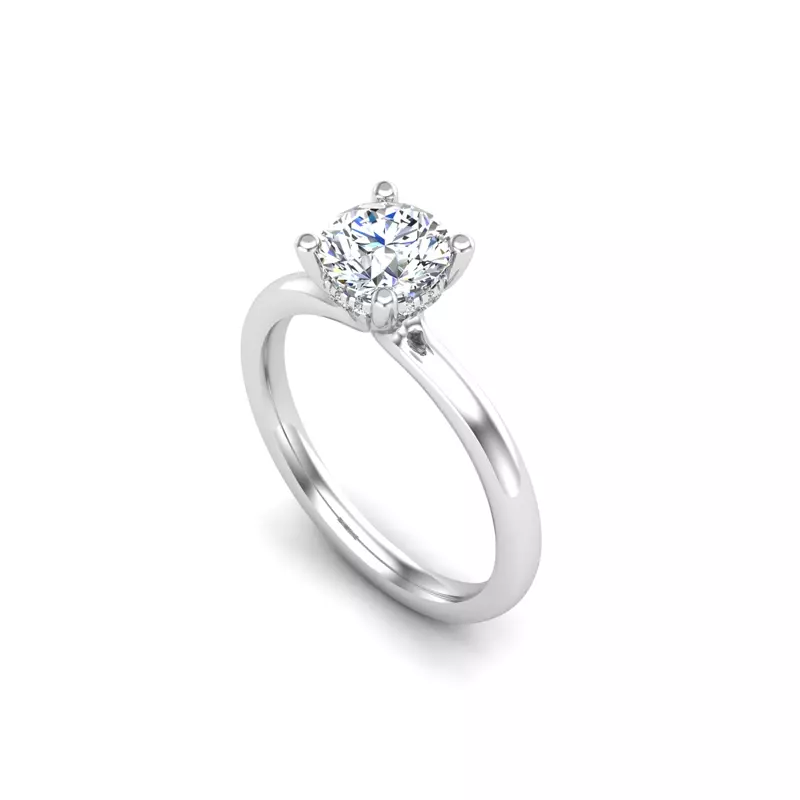 18K White Gold Sylvia Hidden Halo Engagement Ring
