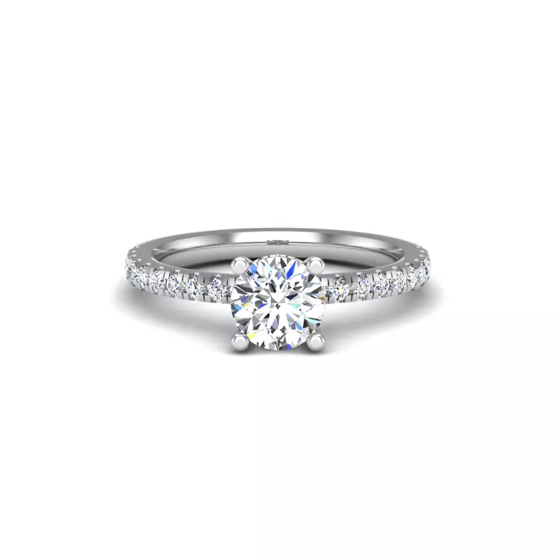 14K White Gold Emory Hidden Halo And Pave Engagement Ring