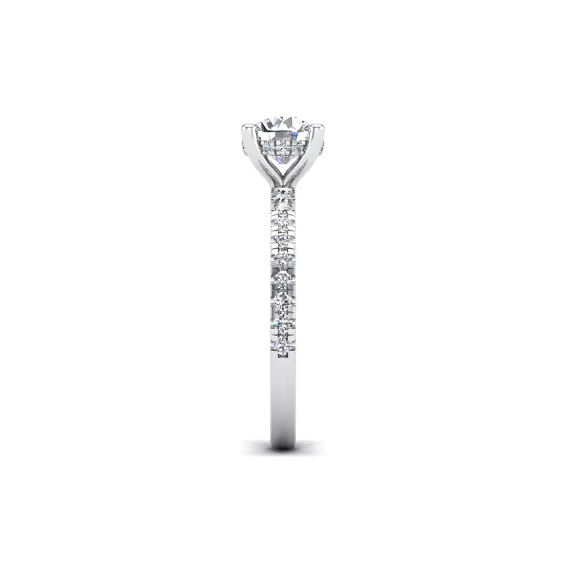 14K White Gold Emory Hidden Halo And Pave Engagement Ring
