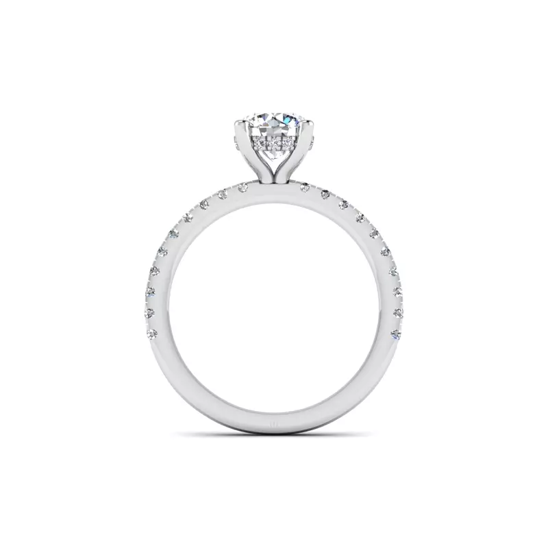 14K White Gold Emory Hidden Halo And Pave Engagement Ring