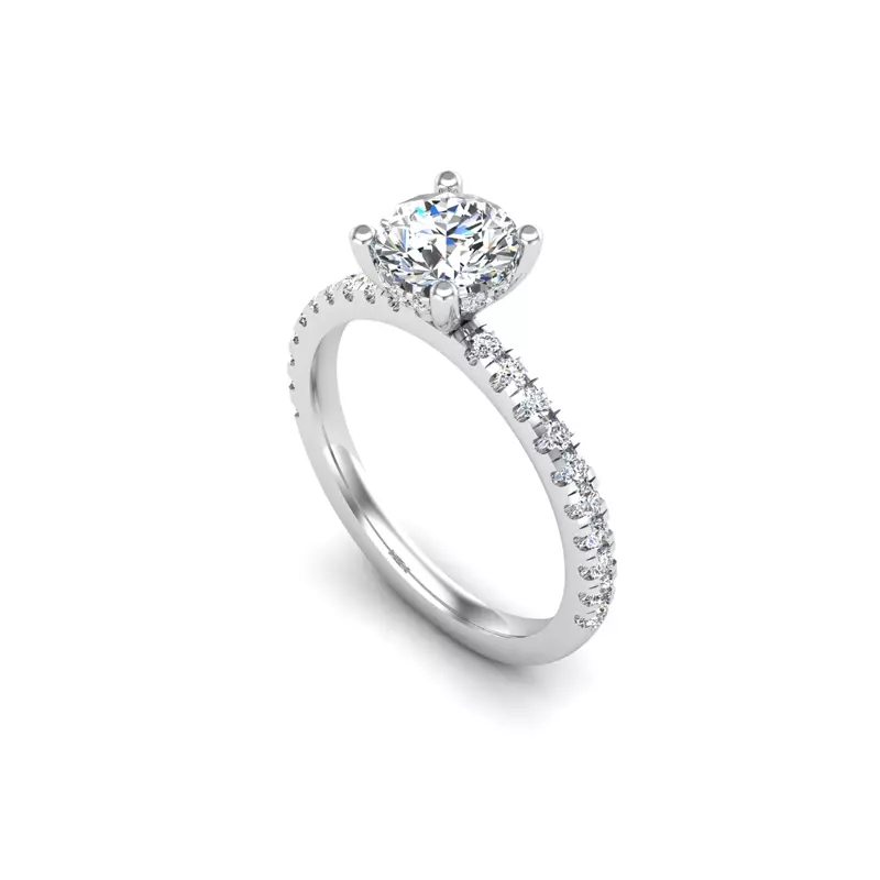 14K White Gold Emory Hidden Halo And Pave Engagement Ring