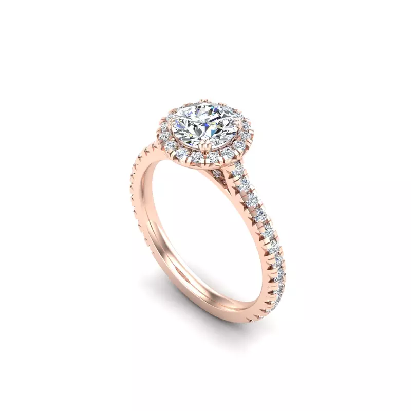 14K Rose Gold Alison Halo Engagement Ring