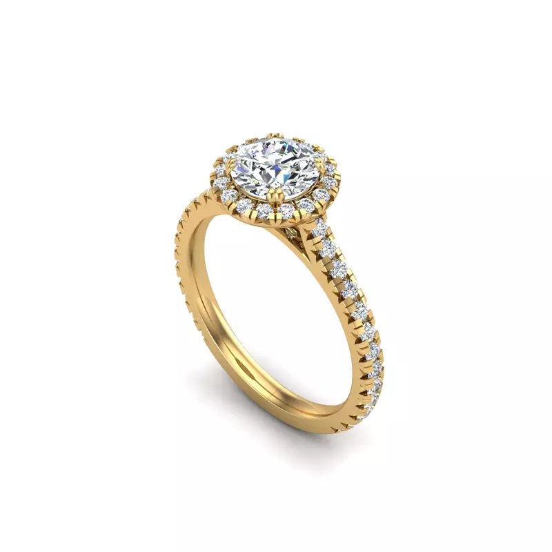 14K Yellow Gold Alison Halo Engagement Ring