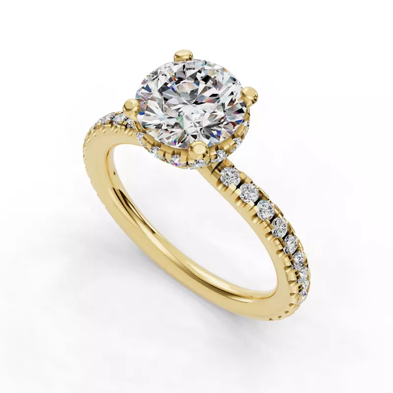 14K Yellow Gold Amanda Double Hidden Halo Engagement Ring