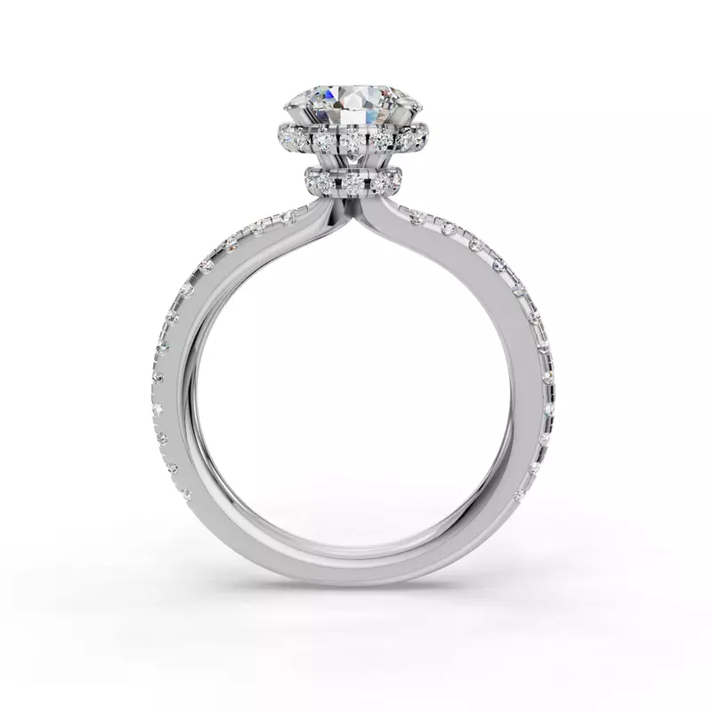 18K White Gold Amanda Double Hidden Halo Engagement Ring