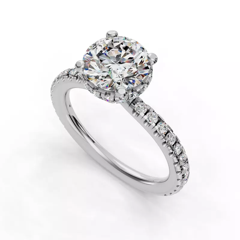 18K White Gold Amanda Double Hidden Halo Engagement Ring