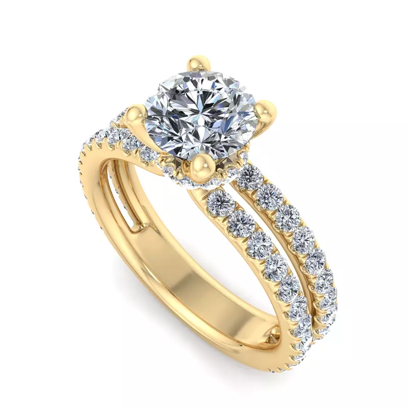 18K Yellow Gold Cassidy Hidden Halo Engagement Ring