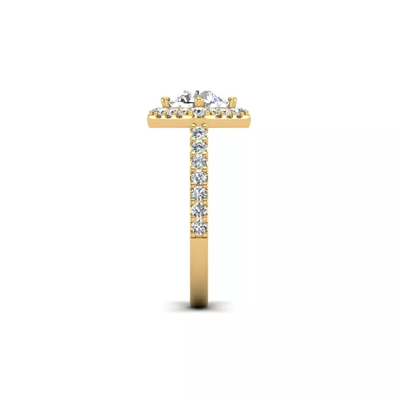 14K Yellow Gold Charleigh Compass Set Halo Engagement Ring