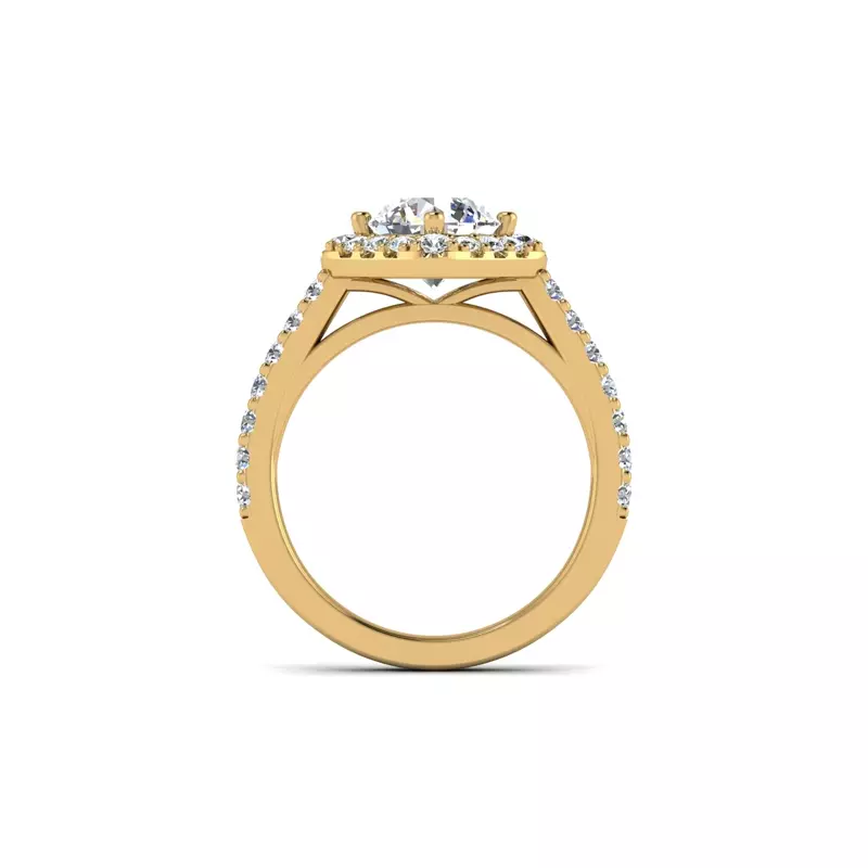 14K Yellow Gold Charleigh Compass Set Halo Engagement Ring