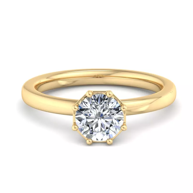 14K Yellow Gold Ariya 8 Prong Hidden Halo