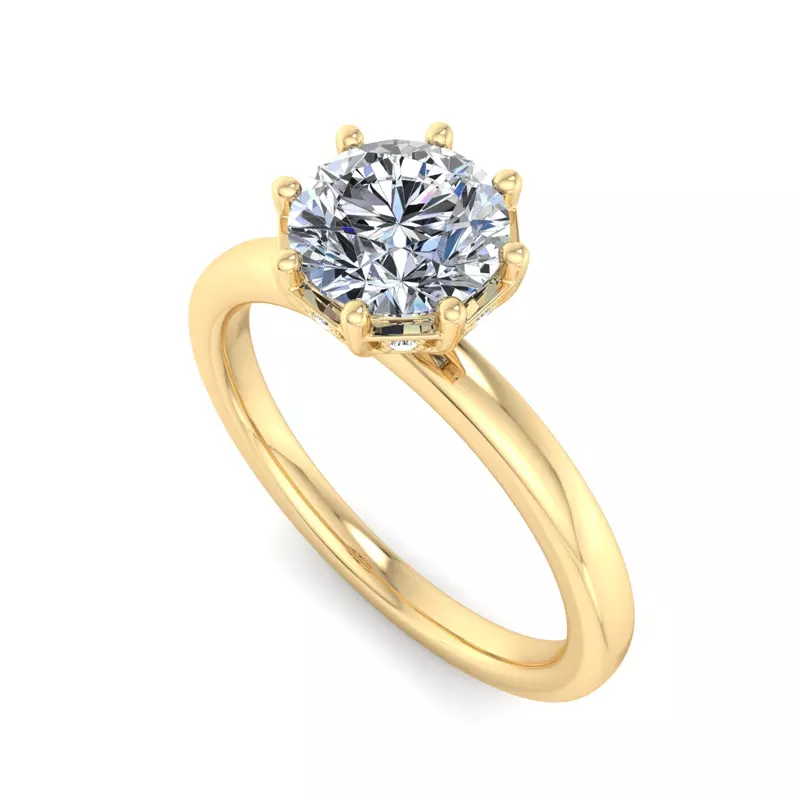 14K Yellow Gold Ariya 8 Prong Hidden Halo