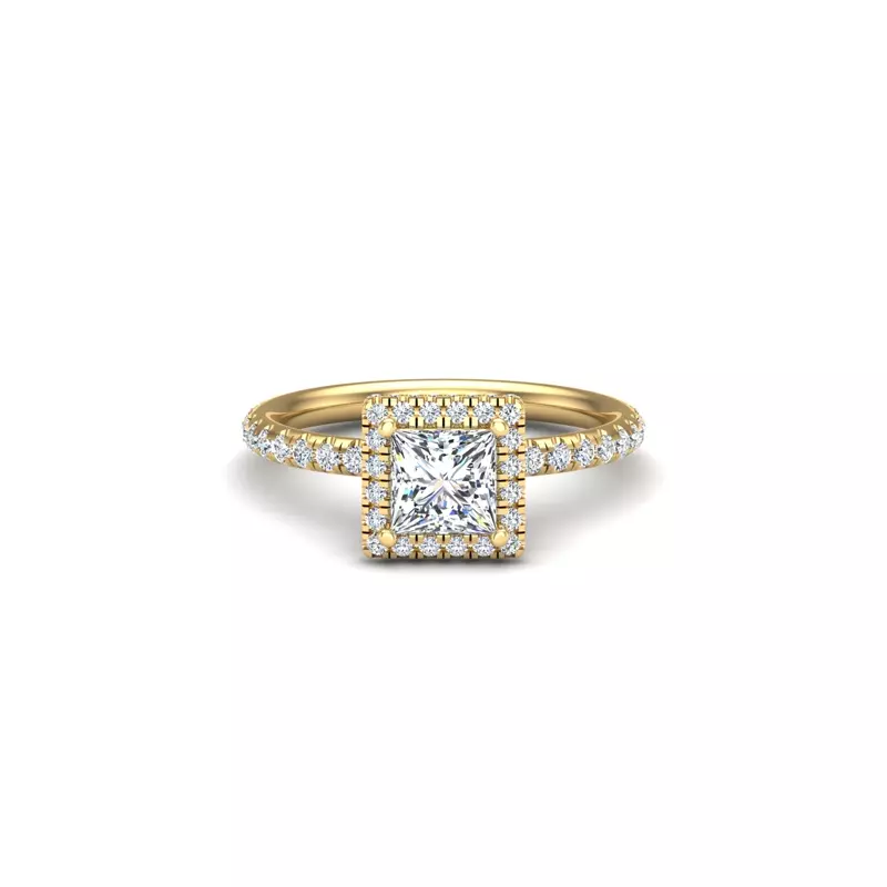14K Yellow Gold Emberly Pave Halo Engagement Ring