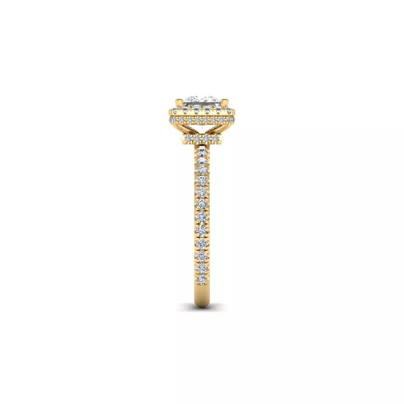14K Yellow Gold Emberly Pave Halo Engagement Ring