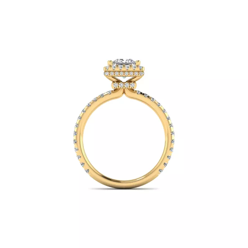 14K Yellow Gold Emberly Pave Halo Engagement Ring