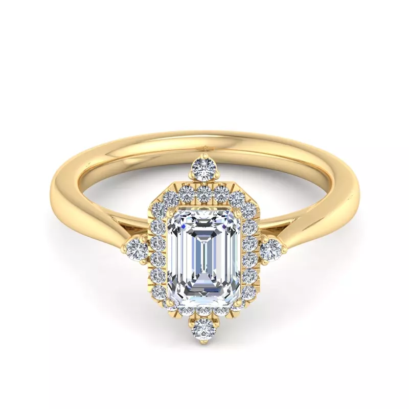 18K Yellow Gold Emmy Halo Engagement Ring