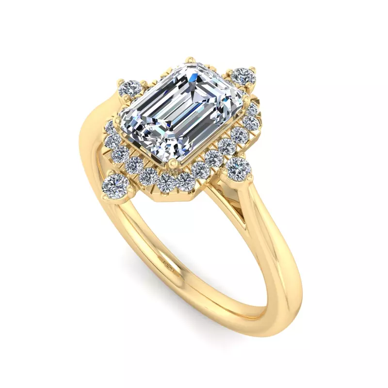 18K Yellow Gold Emmy Halo Engagement Ring