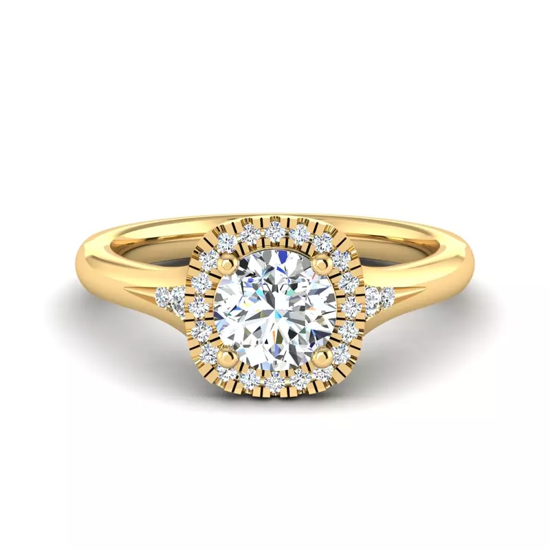14K Yellow Gold Maryam Halo Engagement Ring