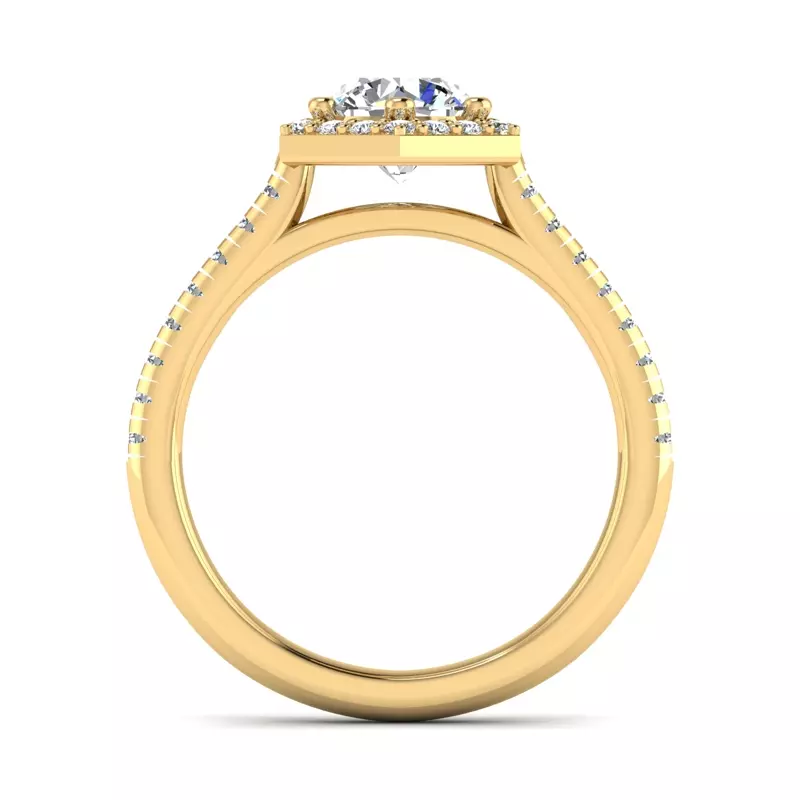 14K Yellow Gold Mckinley Hexagon Halo Engagement Ring
