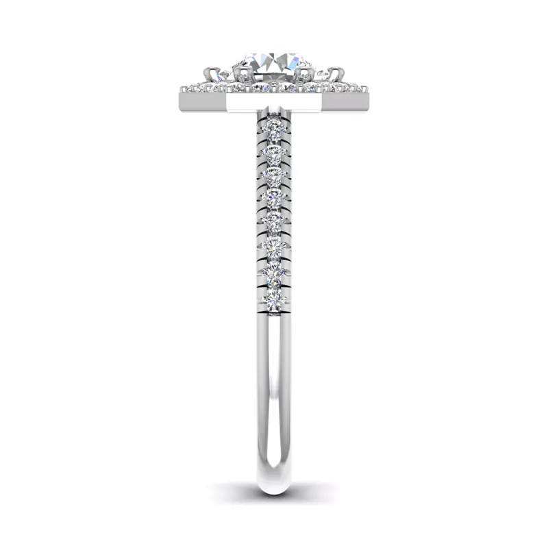 18K White Gold Mckinley Hexagon Halo Engagement Ring