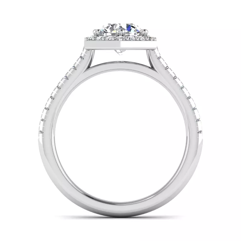 18K White Gold Mckinley Hexagon Halo Engagement Ring