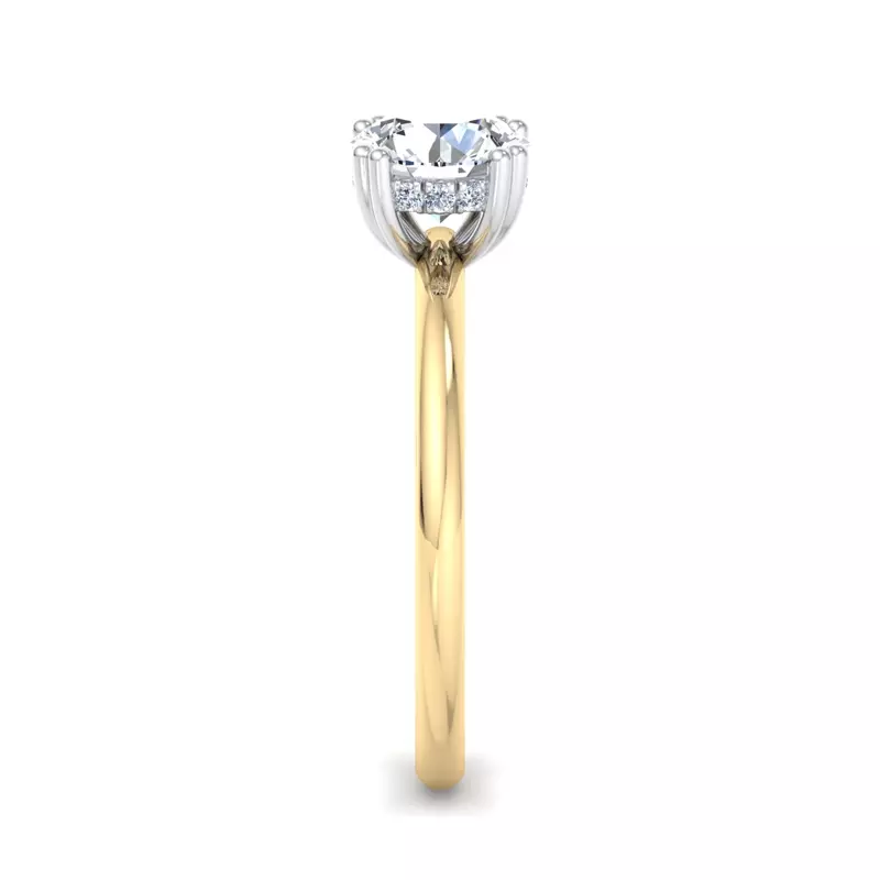 14K Yellow Gold Virginia Double Prong Hidden Halo Engagement Ring
