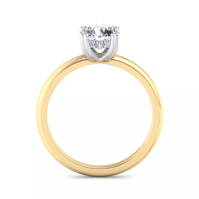 14K Yellow Gold Virginia Double Prong Hidden Halo Engagement Ring