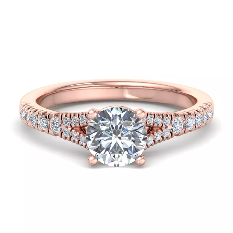 14K Rose Gold Amalia Split Shank Pave Engagement Ring