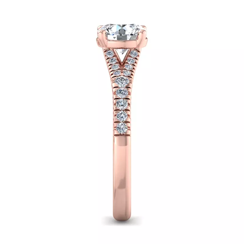14K Rose Gold Amalia Split Shank Pave Engagement Ring