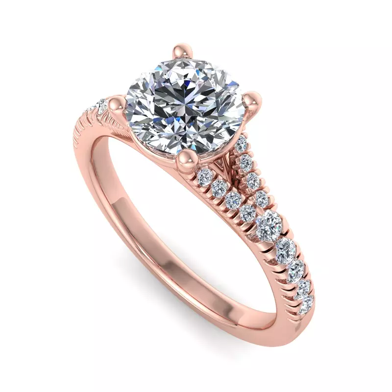 14K Rose Gold Amalia Split Shank Pave Engagement Ring