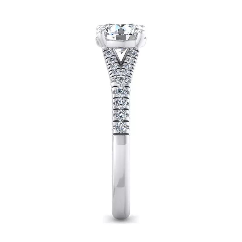 14K White Gold Amalia Split Shank Pave Engagement Ring